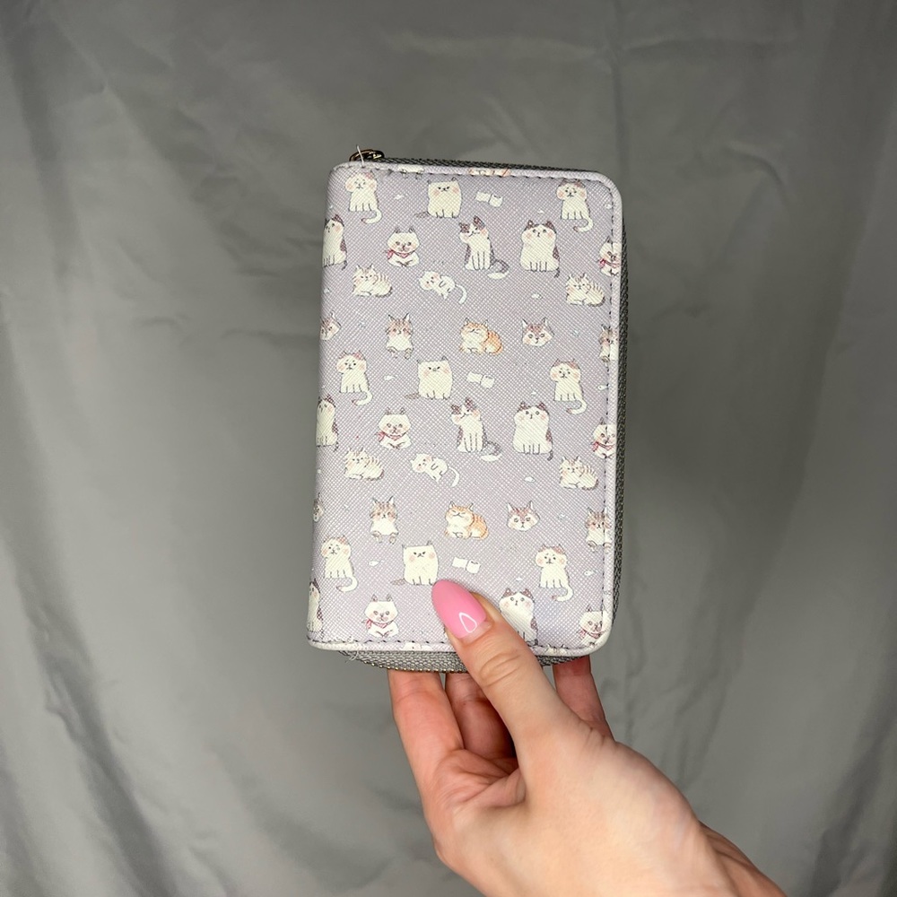 Grey Cat Zip Wallet